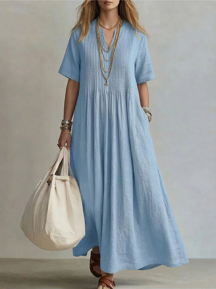 Delia | Pleated Flowing Maxi Dress