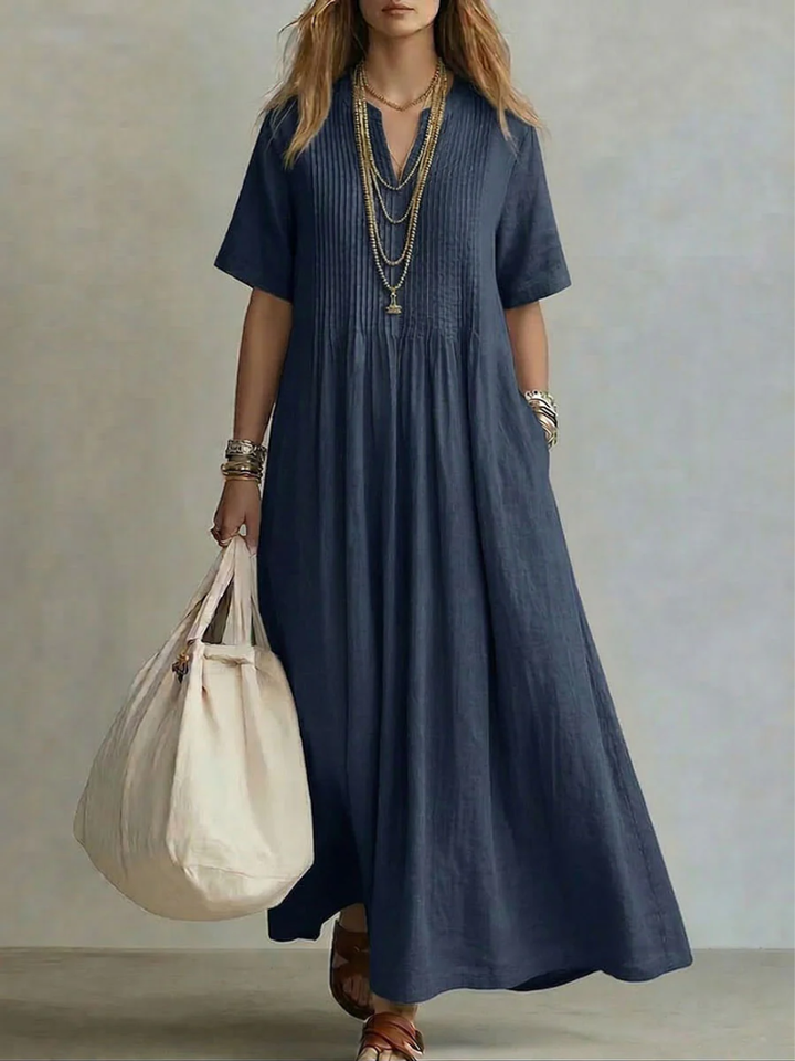 Delia | Pleated Flowing Maxi Dress