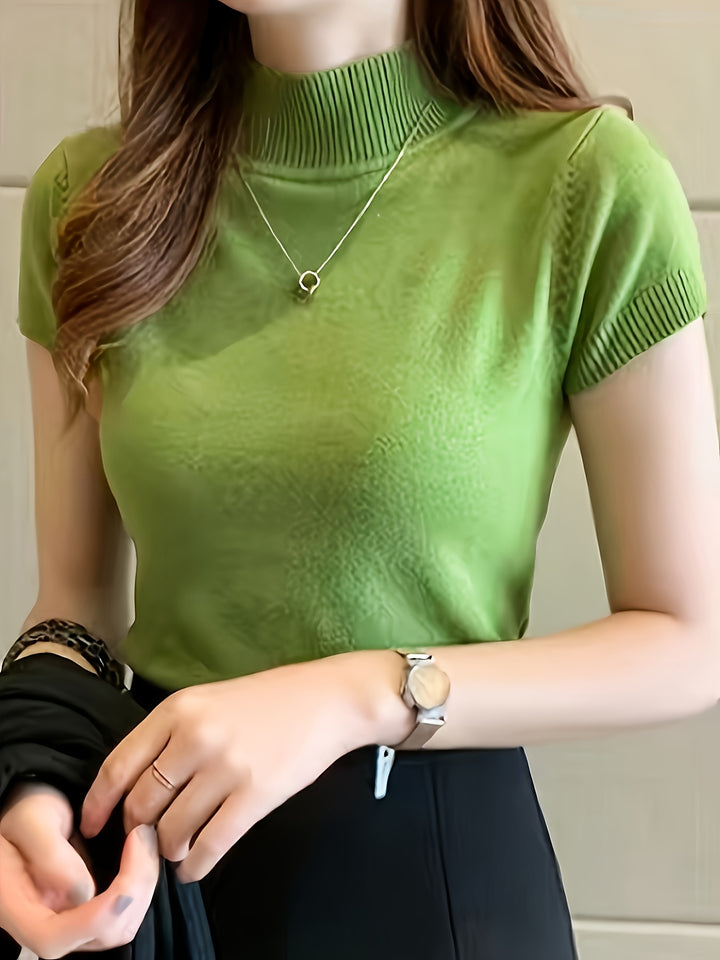 Rowan | Refined Mock-Neck Short Sleeve Top