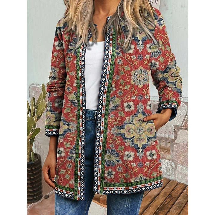 Della | Patterned Open-Front Jacket