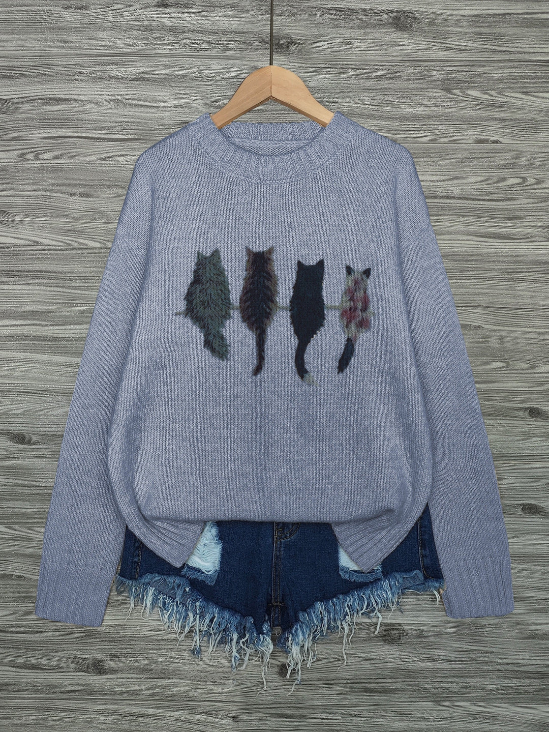 Rosalie | Cat Print Relaxed Sweater