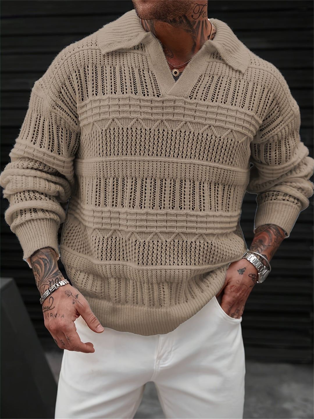 Reid | Textured Collared Pullover Sweater