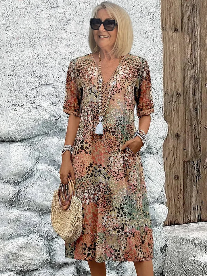 Natalie | Classic Pattern Midi Dress
