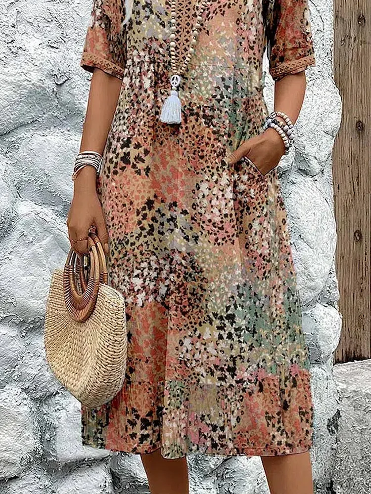 Natalie | Classic Pattern Midi Dress