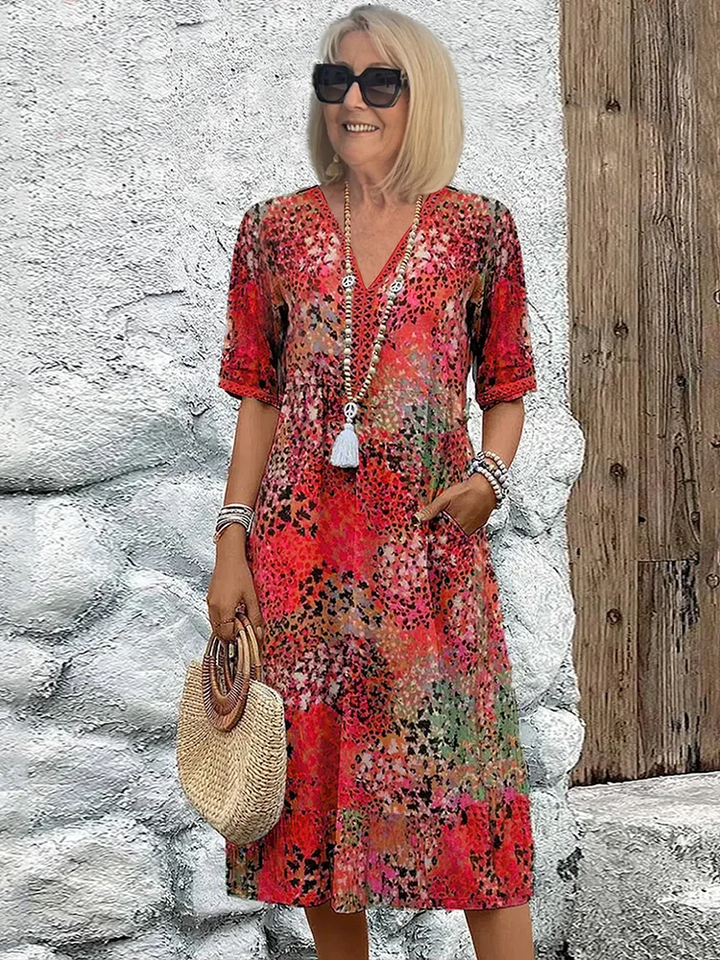 Natalie | Classic Pattern Midi Dress