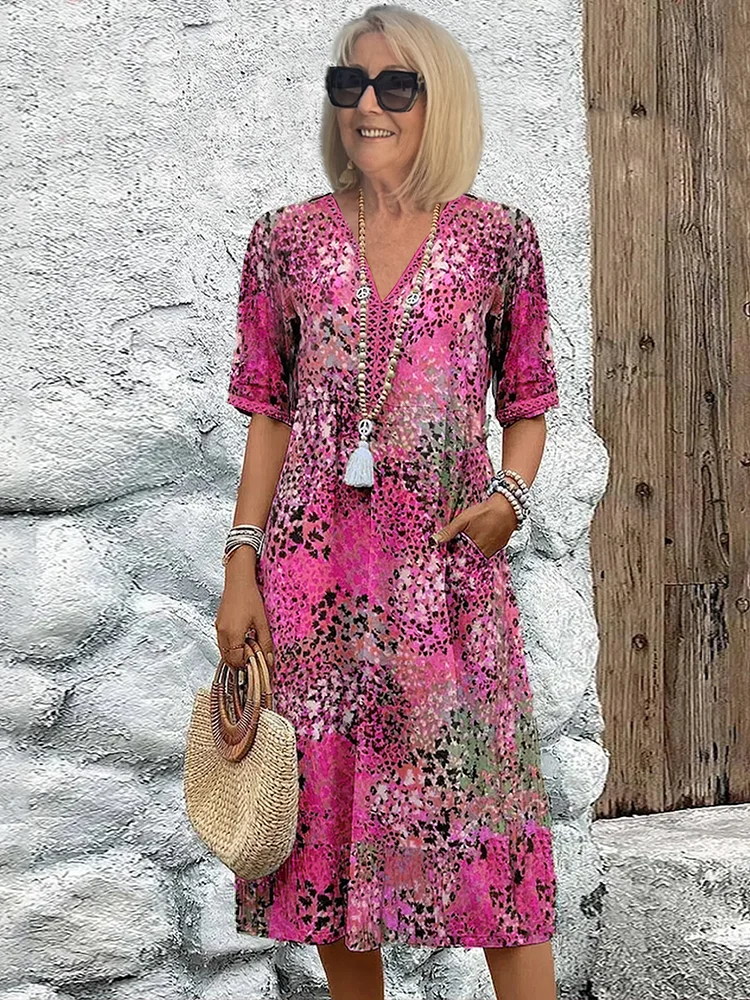 Natalie | Classic Pattern Midi Dress