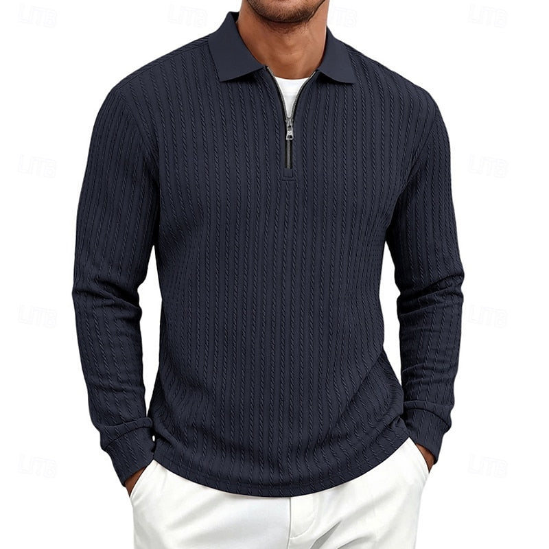 Declan | Textured Quarter-Zip Polo Shirt