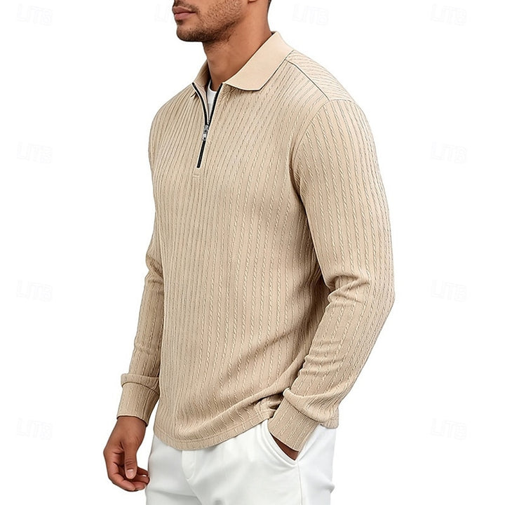 Declan | Textured Quarter-Zip Polo Shirt