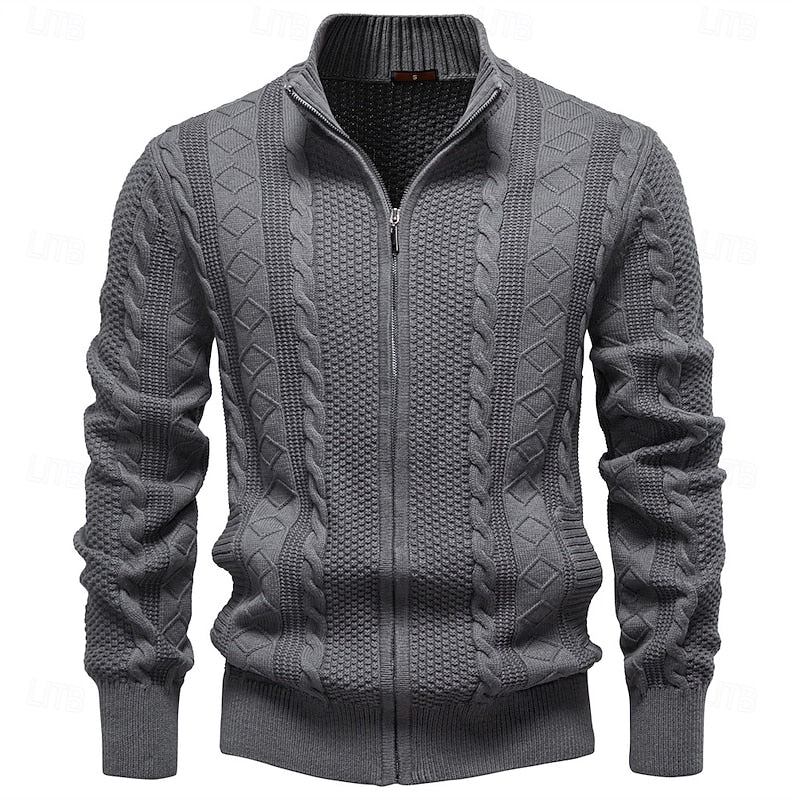 Sheldon | Cable-Textured Zip Cardigan