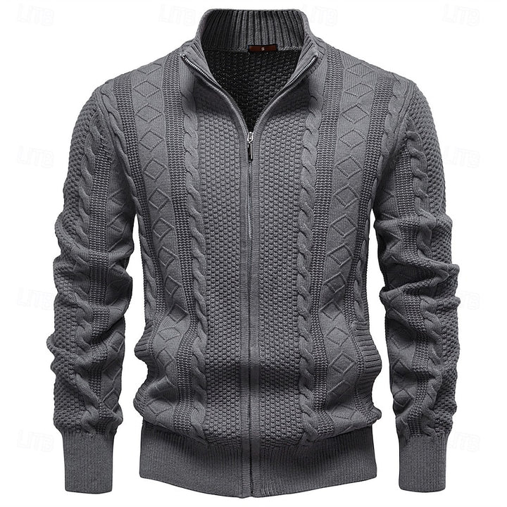 Sheldon | Cable-Textured Zip Cardigan