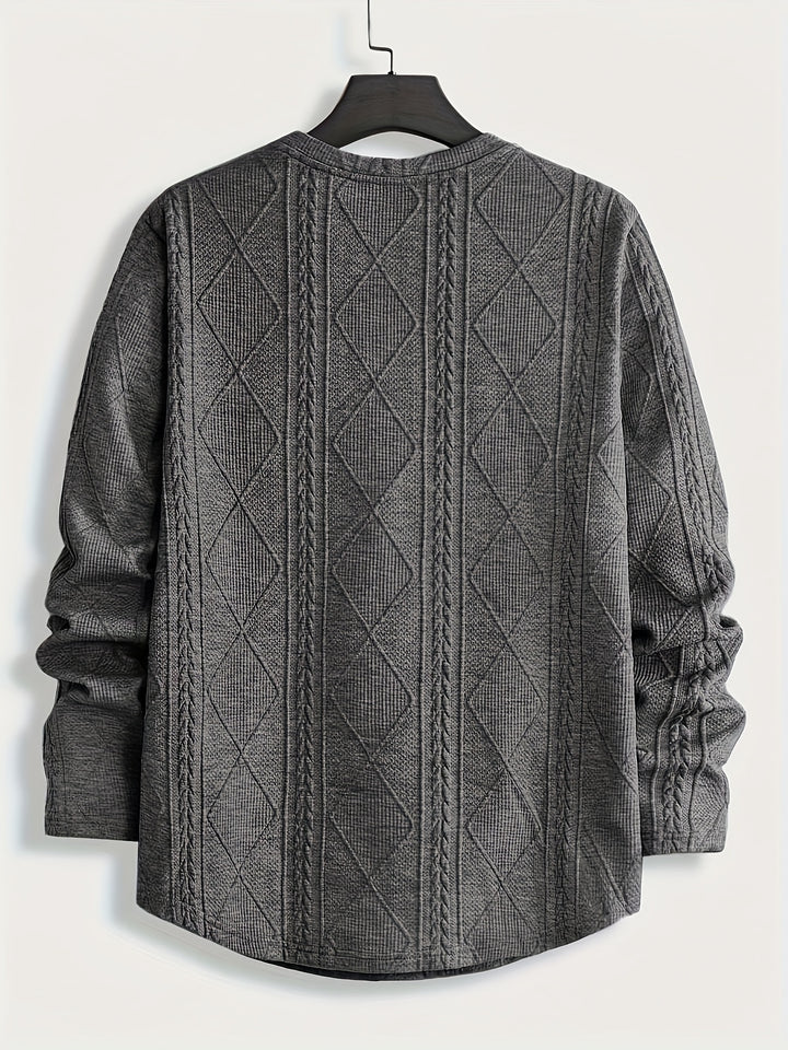 Bryce | Textured Round Neck Long Sleeve Top