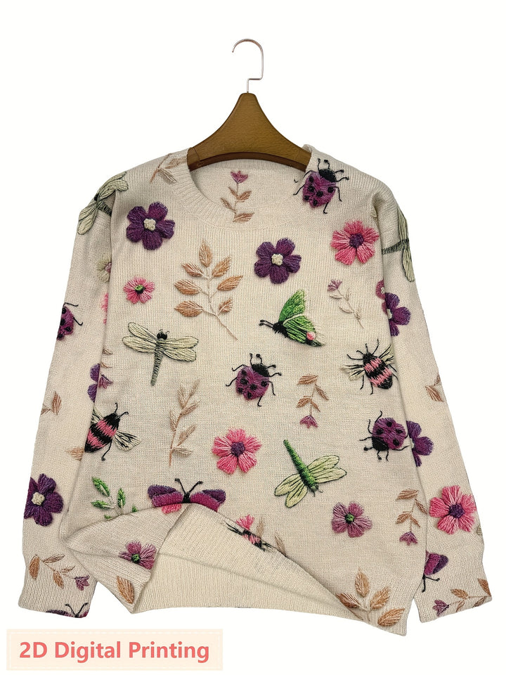Cynthia | Botanical Crew Neck Sweater