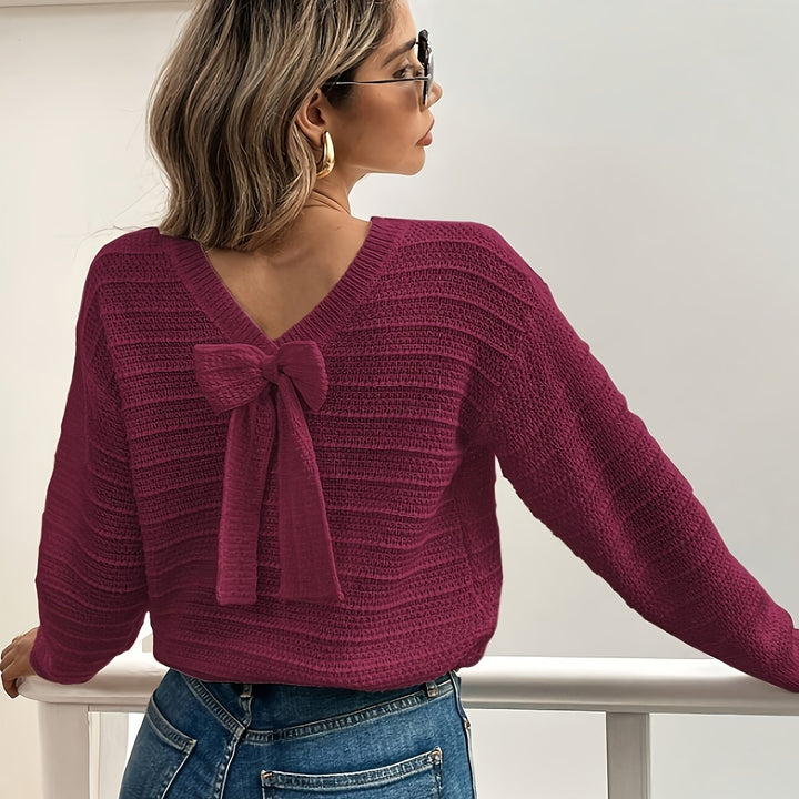 Annika | Bow-Detail V-Neck Sweater