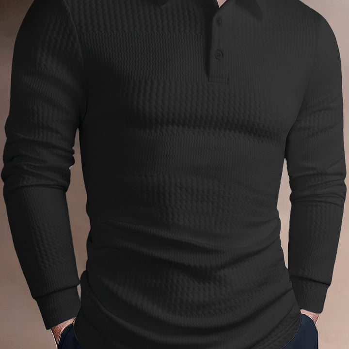 Maxwell | Textured Long Sleeve Polo Shirt