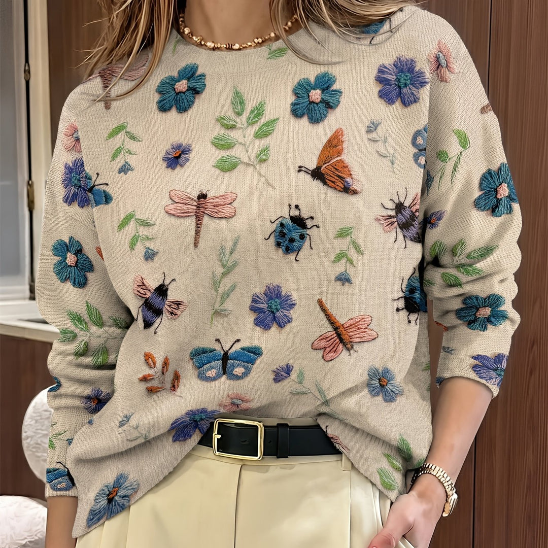Cynthia | Botanical Crew Neck Sweater