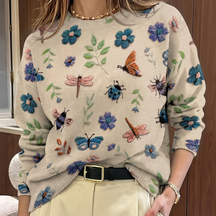 Cynthia | Botanical Crew Neck Sweater