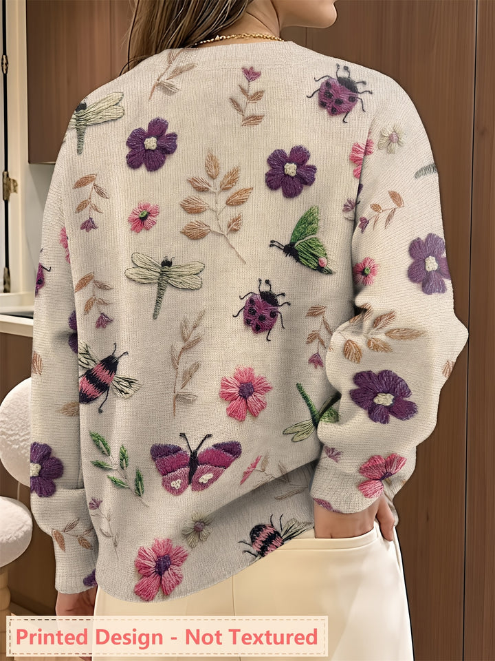 Cynthia | Botanical Crew Neck Sweater