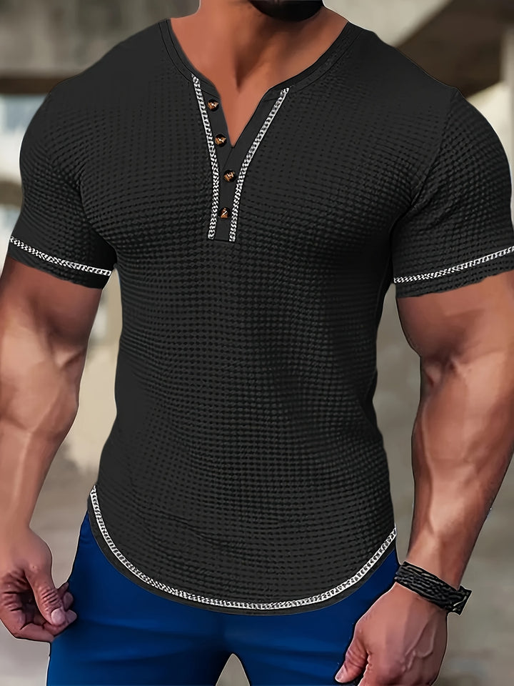 Maxwell | Textured Button-Neck Tee
