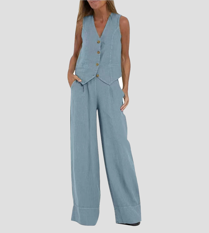 Lauren | Elegant Vest and Wide Leg Pants Set