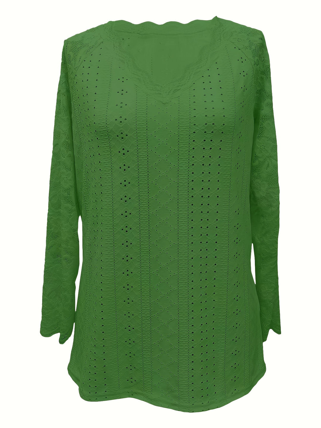 Susanna | Lace-Sleeve Tie-Neck Top