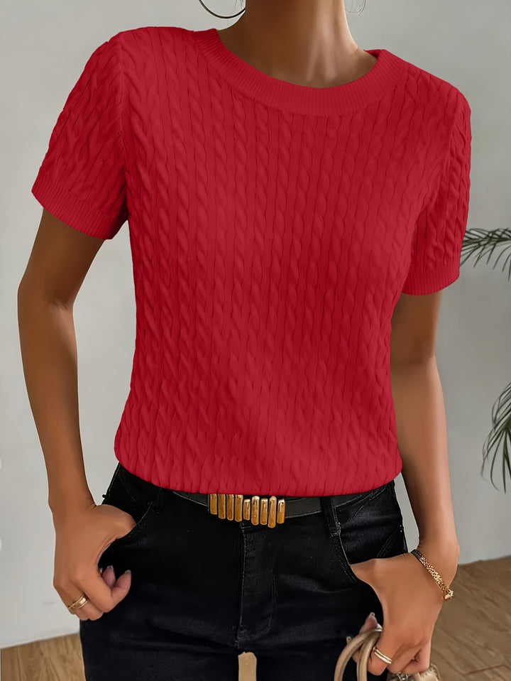 Elaine | Textured Round-Neck Short-Sleeve Top