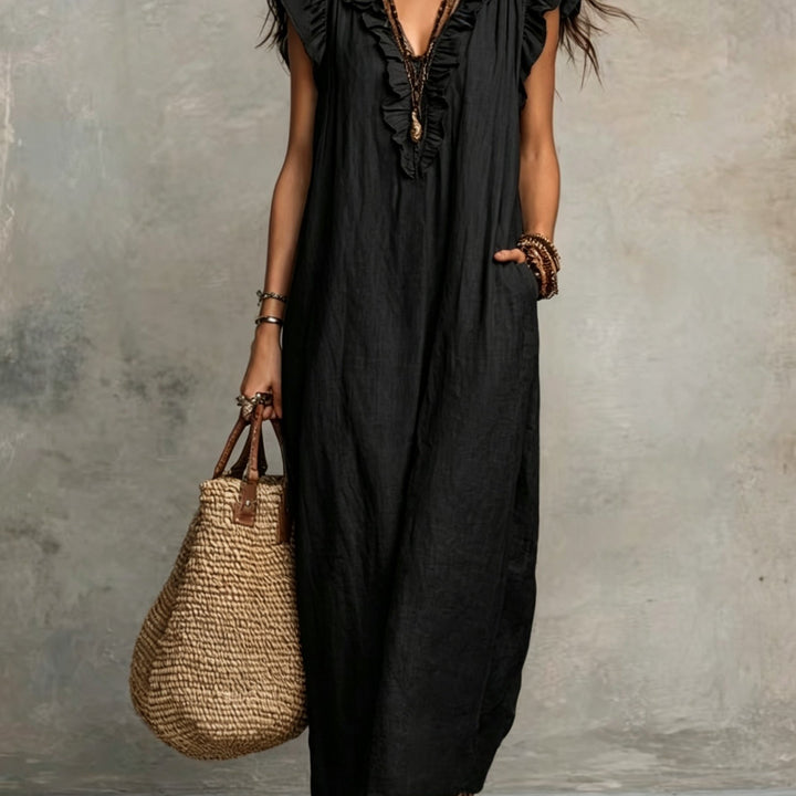 Talia | Bohemian Flutter-Sleeve Maxi Dress