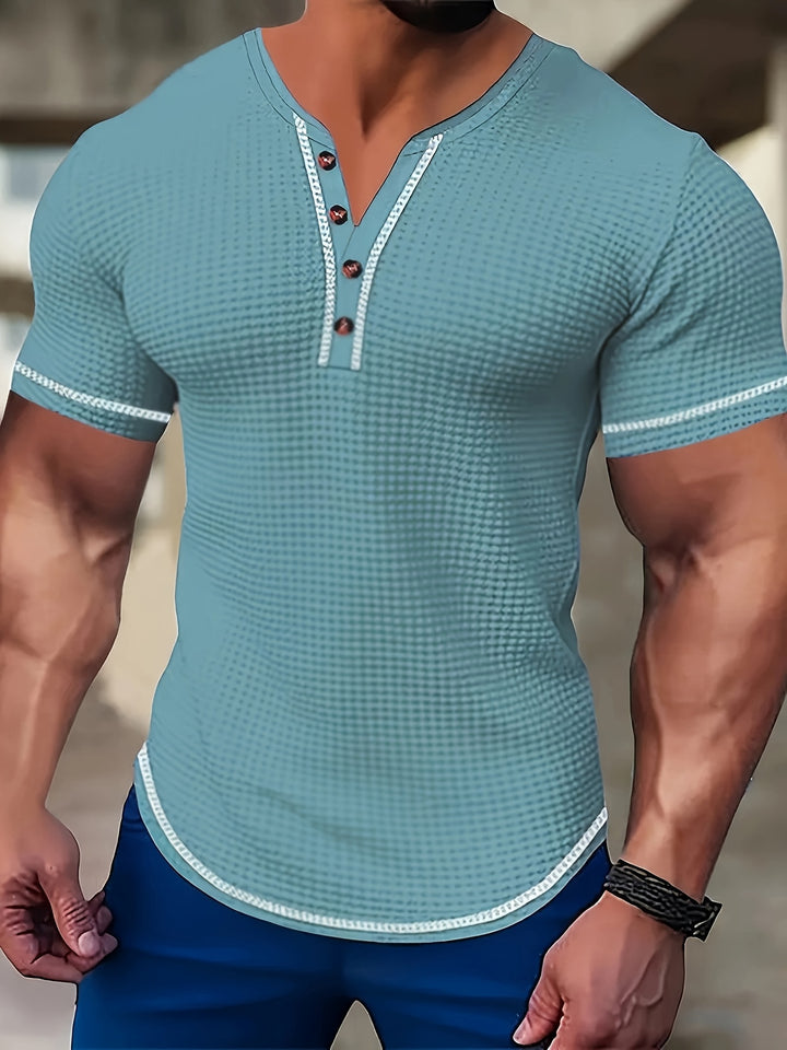 Maxwell | Textured Button-Neck Tee