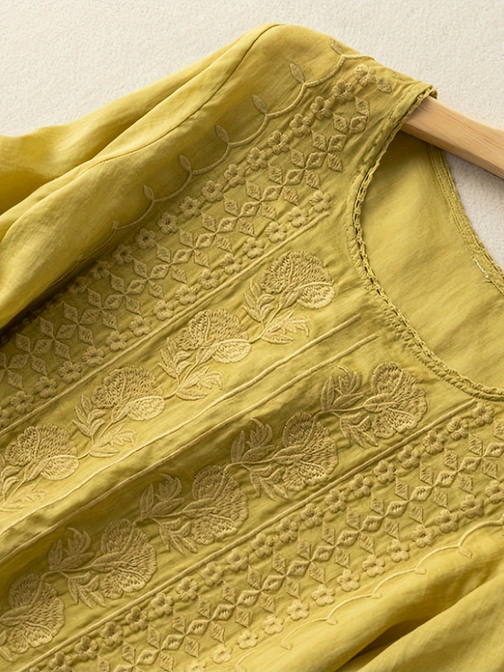 Rosina | Embroidered Scoop-Neck Blouse
