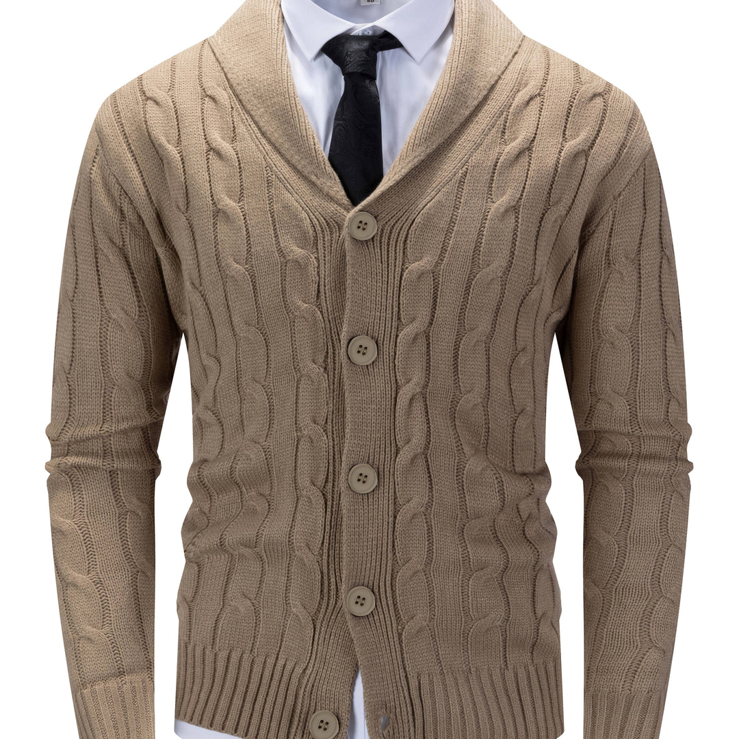 Leonard | Cable-Knit Shawl Collar Cardigan