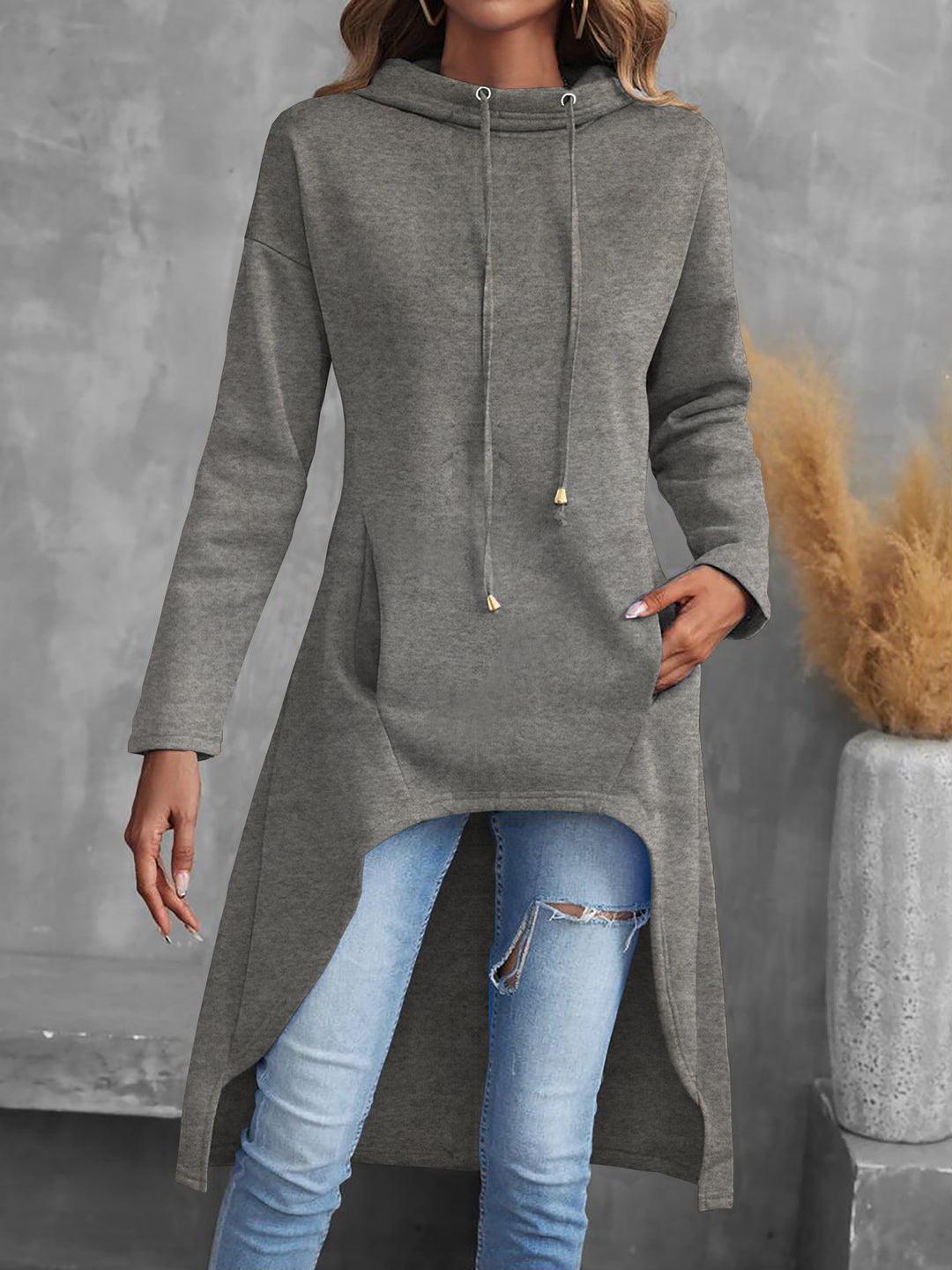 Gwendolyn | High-Low Drawstring Hoodie
