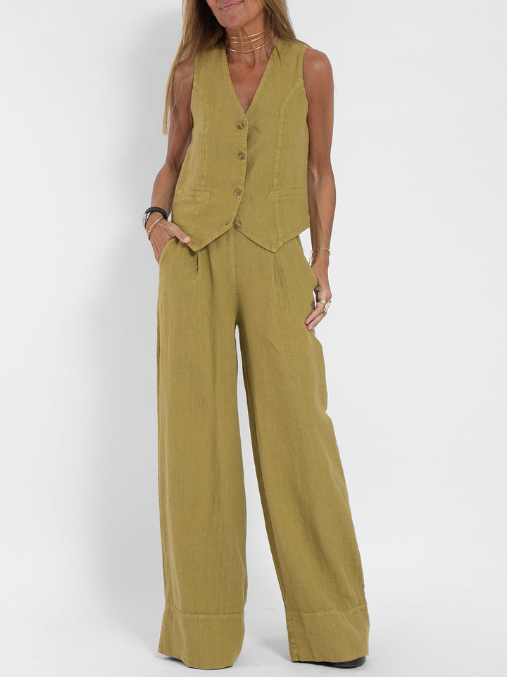 Lauren | Elegant Vest and Wide Leg Pants Set