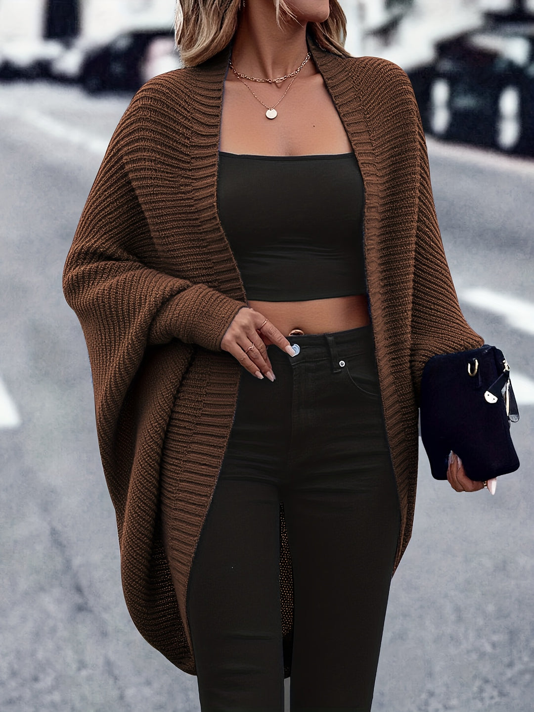 Vanessa | Christmas Draped Open-Front Cardigan