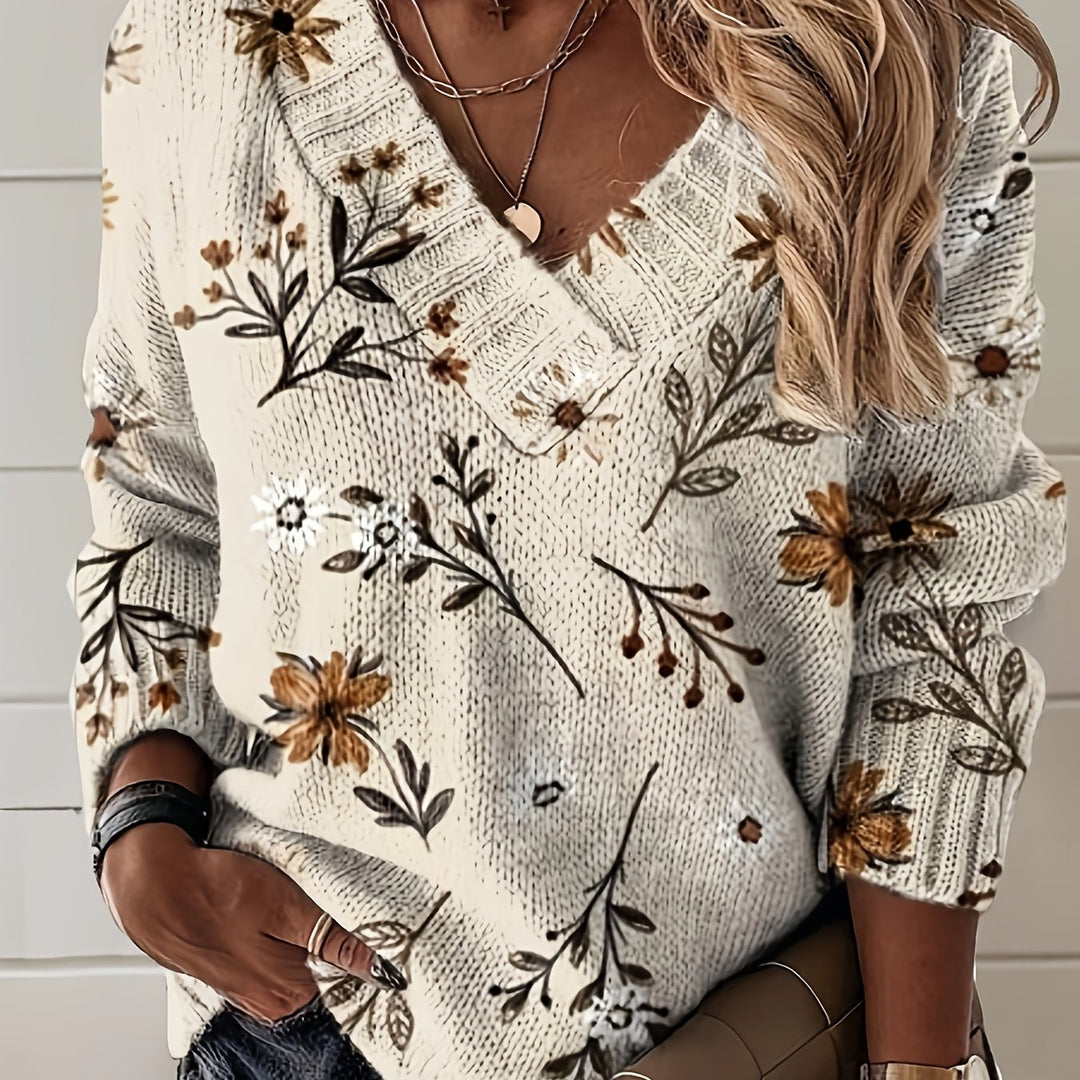 Magnolia | Floral V-Neck Sweater