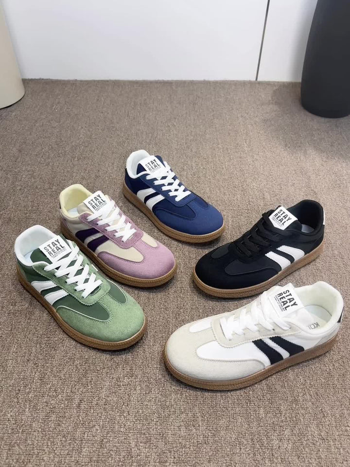 Seraphina | Retro Striped Lace-Up Sneakers