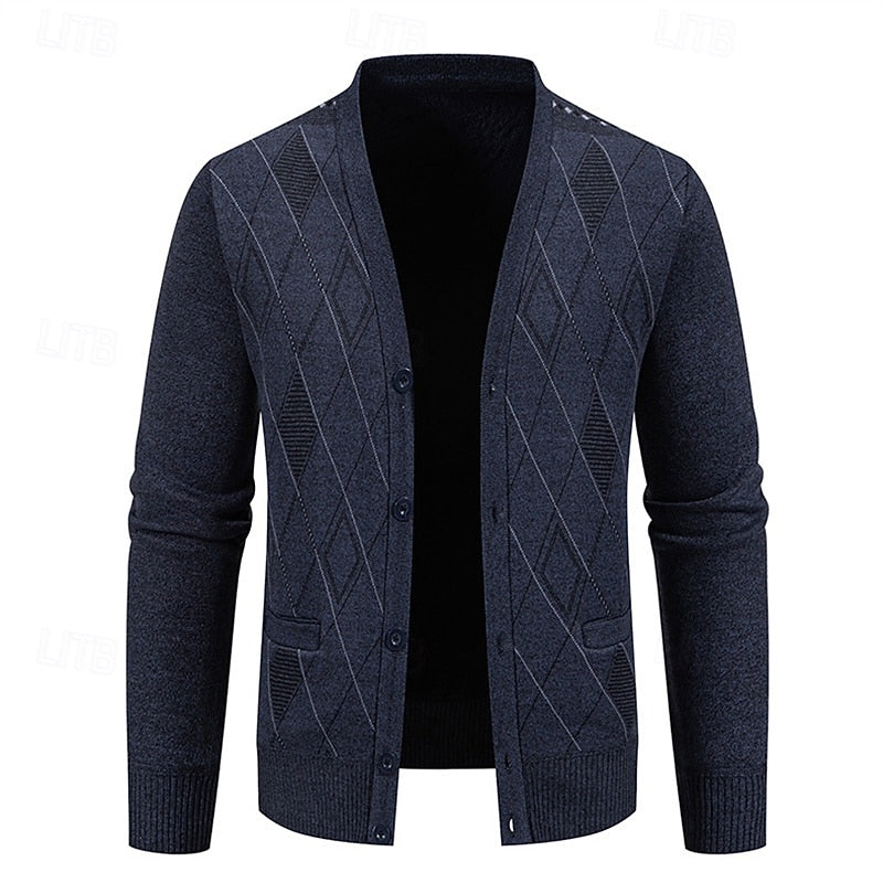 Duncan | Refined Argyle Button-Up Cardigan