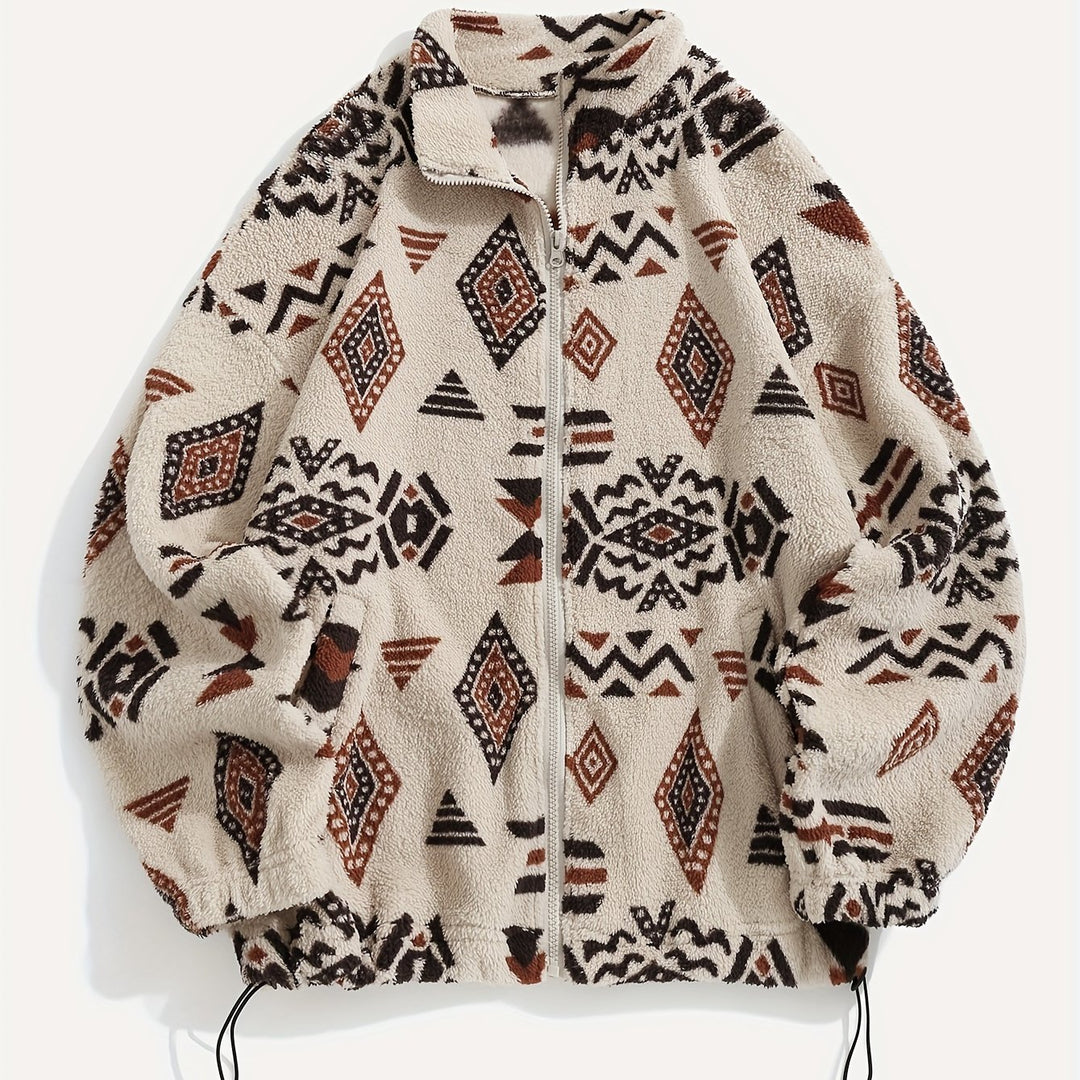 Dahlia | Patterned Plush Zip-Up Jacket