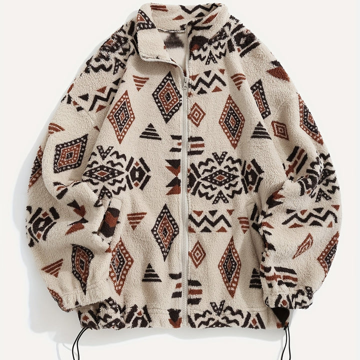 Dahlia | Patterned Plush Zip-Up Jacket