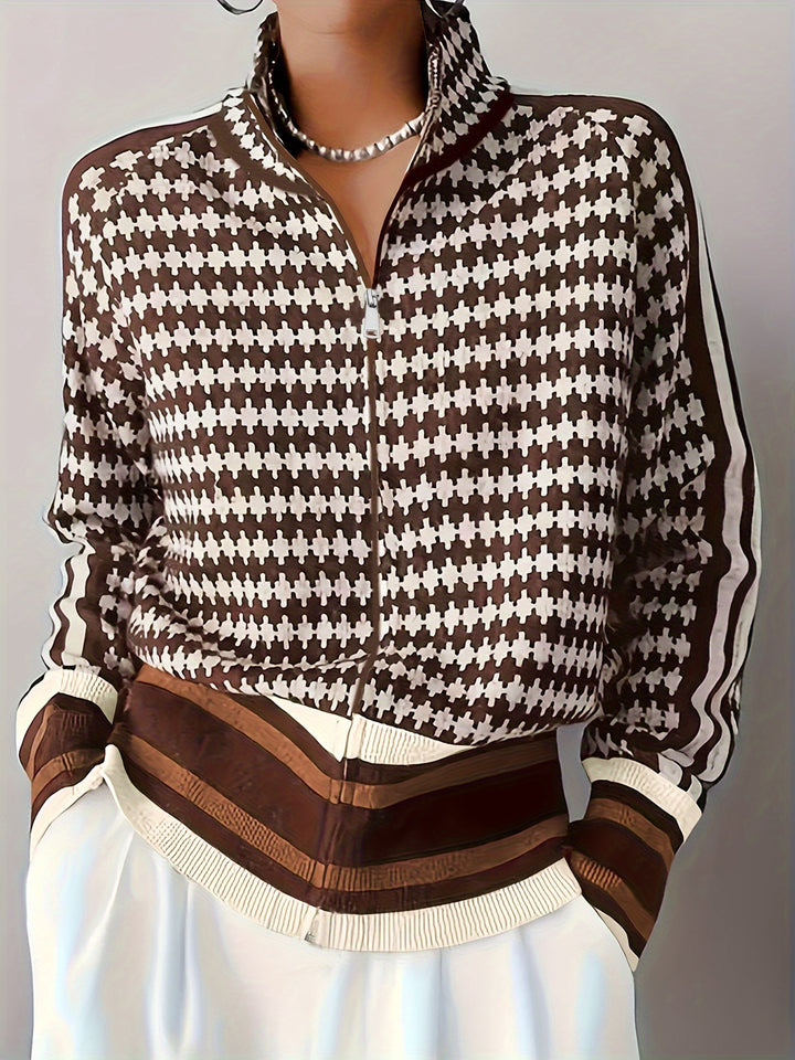Antonia | Zip-Front Patterned Cardigan