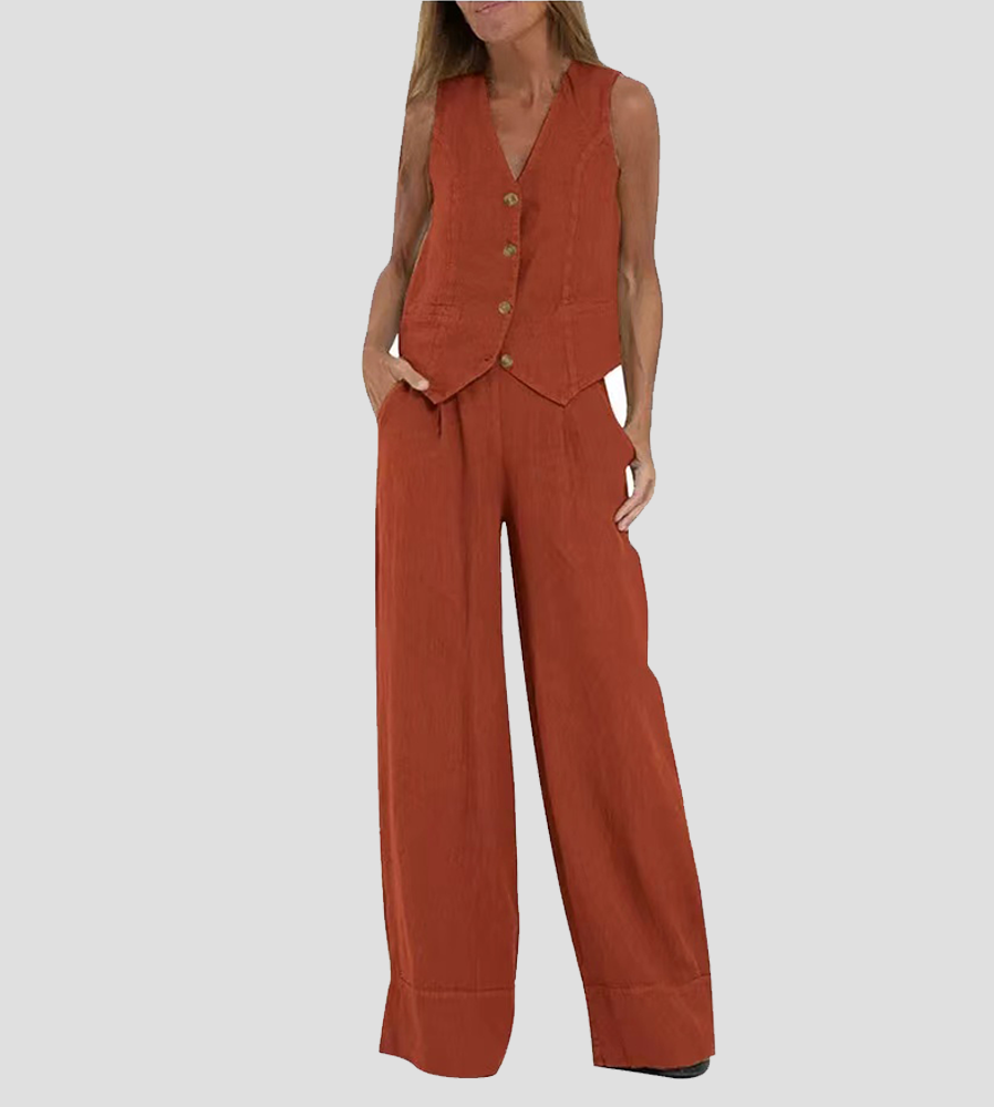 Lauren | Elegant Vest and Wide Leg Pants Set