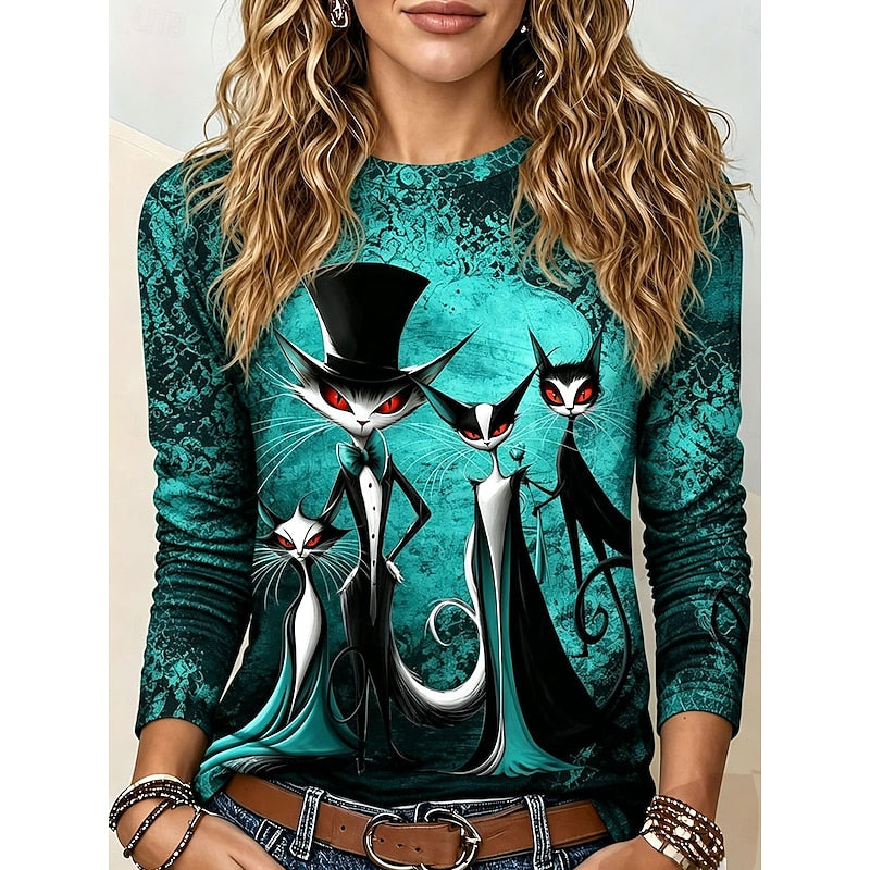 Cassia | Gothic Halloween Graphic Long Sleeve Top