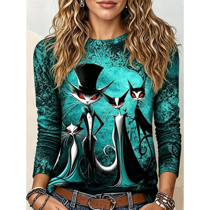 Cassia | Gothic Halloween Graphic Long Sleeve Top