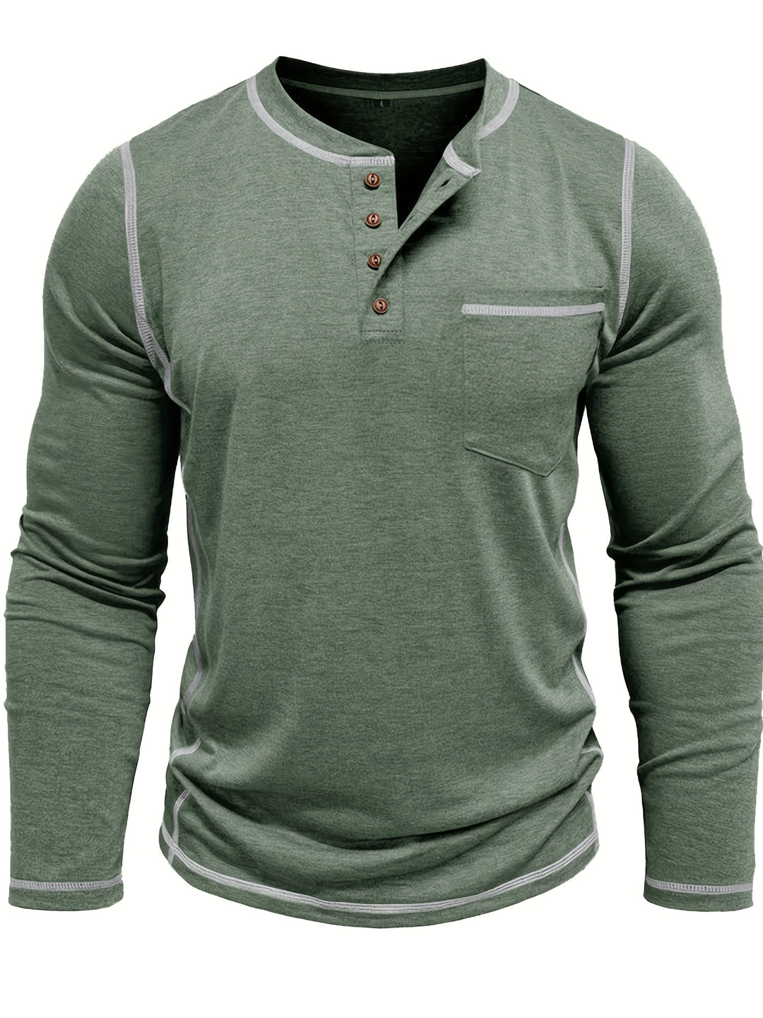 Duncan | Contrast-Stitch Long Sleeve Henley