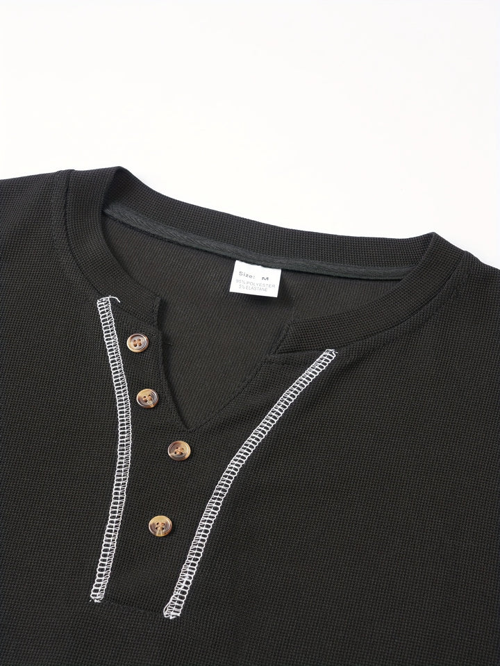 Maxwell | Textured Button-Neck Tee