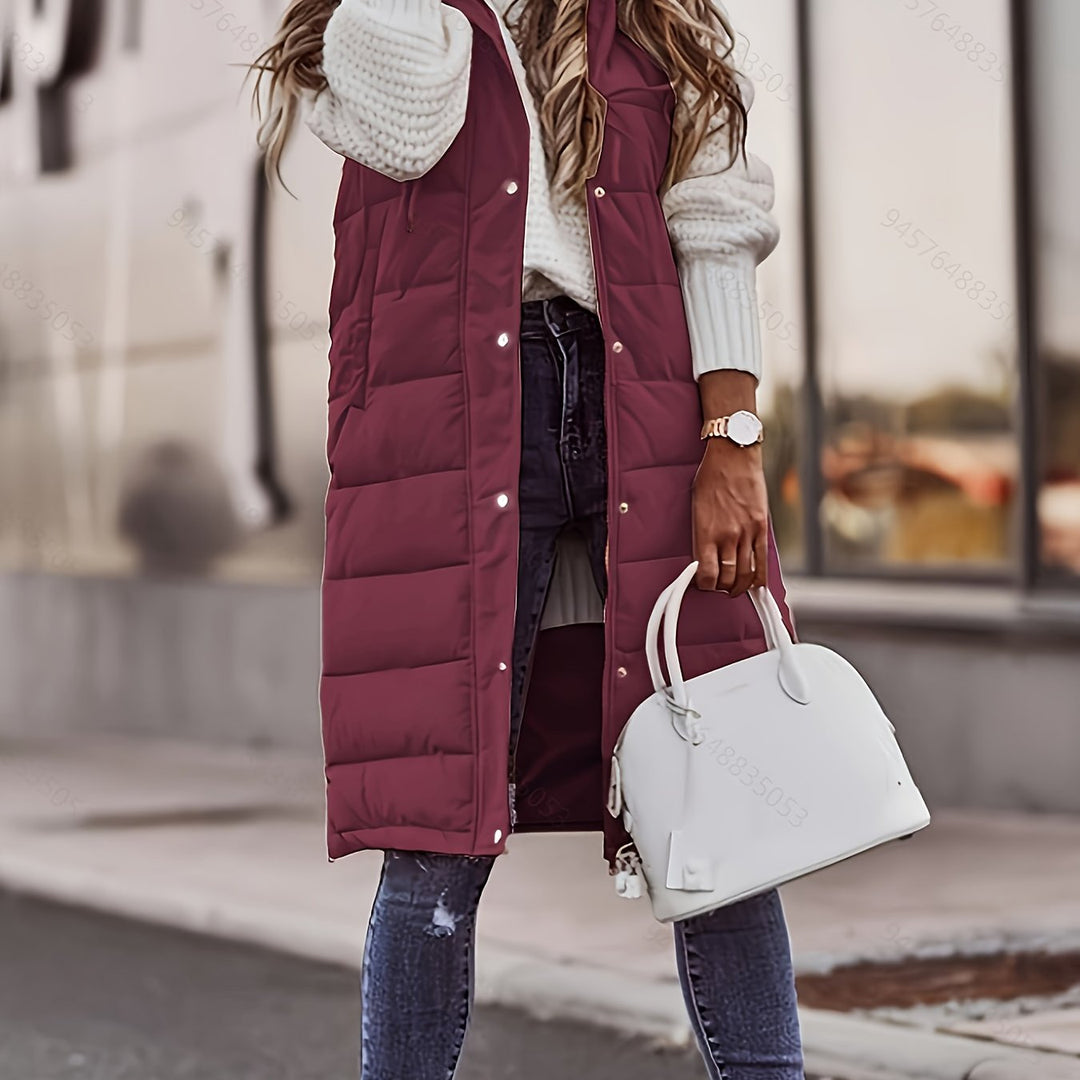 Lillian | Hooded Longline Quilted Vest