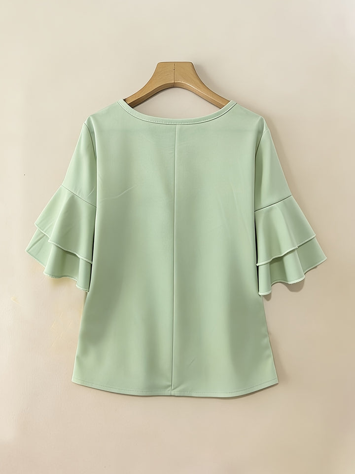 Annette | Flared-Sleeve Ruffle Top