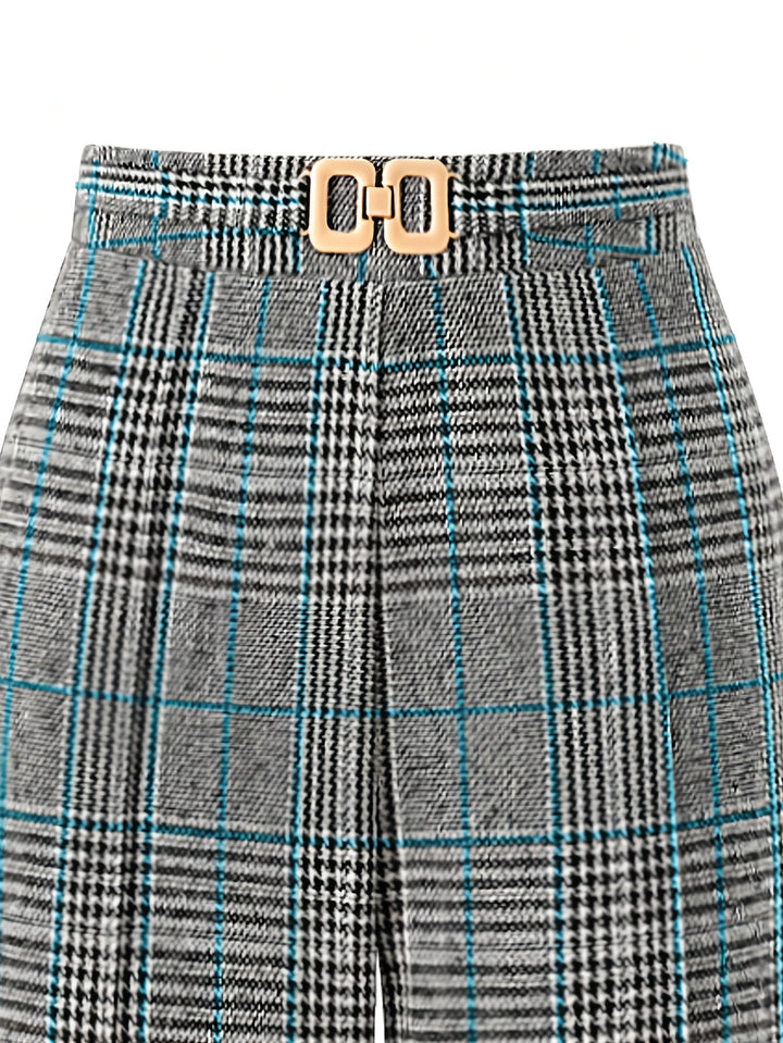 Brooke | Refined Wide-Leg Plaid Trousers