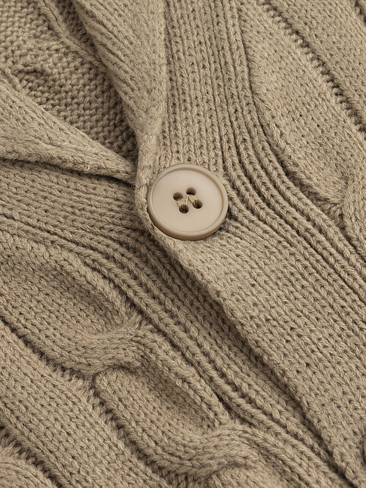 Leonard | Cable-Knit Shawl Collar Cardigan