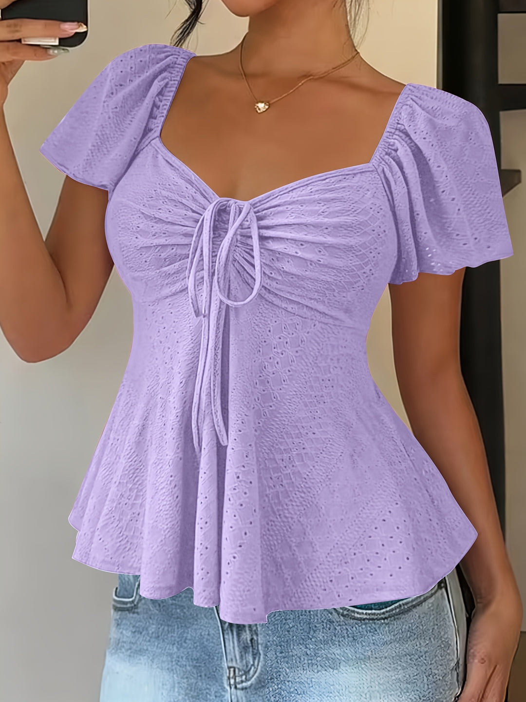 Juliet | Textured Drawstring Peplum Top