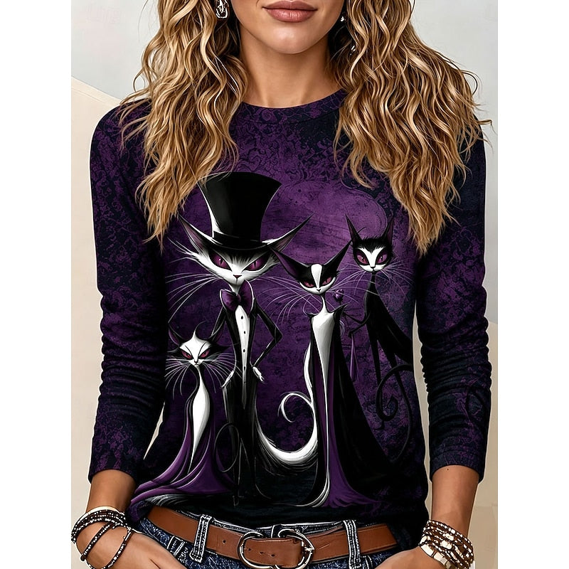 Cassia | Gothic Halloween Graphic Long Sleeve Top