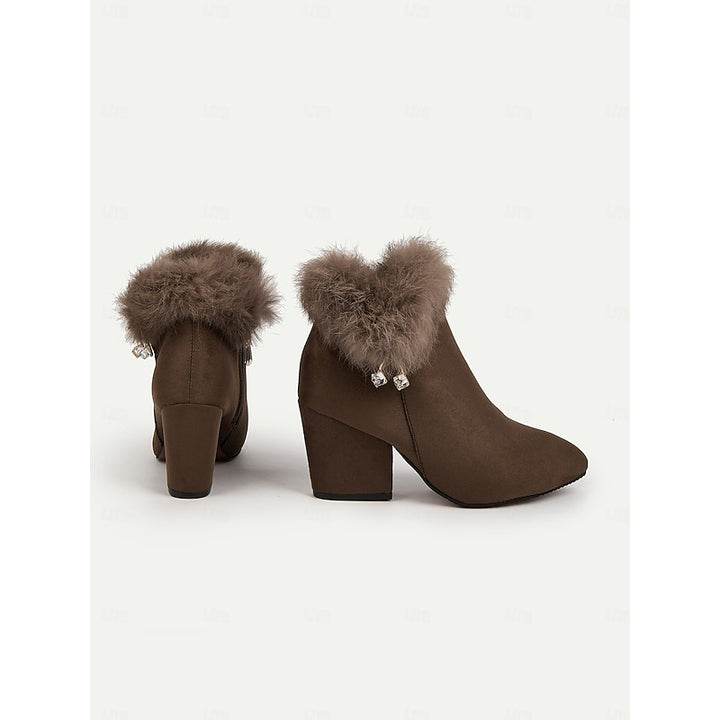 Estella | Fur-Trimmed Block Heel Ankle Boots